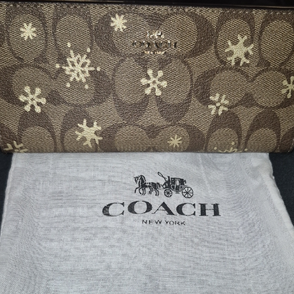 Coach Tan and Cream Snowflake Tote